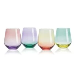 Promo ⭐ Mikasa® Chroma Set of 4 Stemless Wine Glasses 🔥