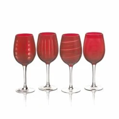 Brand new 🔔 Mikasa® Cheers® Ruby Set of 4 Wine Glasses ⭐