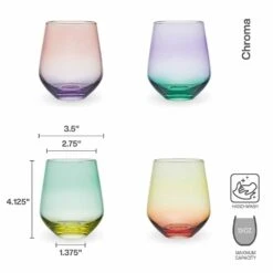 Promo ⭐ Mikasa® Chroma Set of 4 Stemless Wine Glasses 🔥 12 Promo ⭐ Mikasa® Chroma Set of 4 Stemless Wine Glasses 🔥 -Hot Sale barware Store chroma set of 4 stemless wine glasses 5296485 3