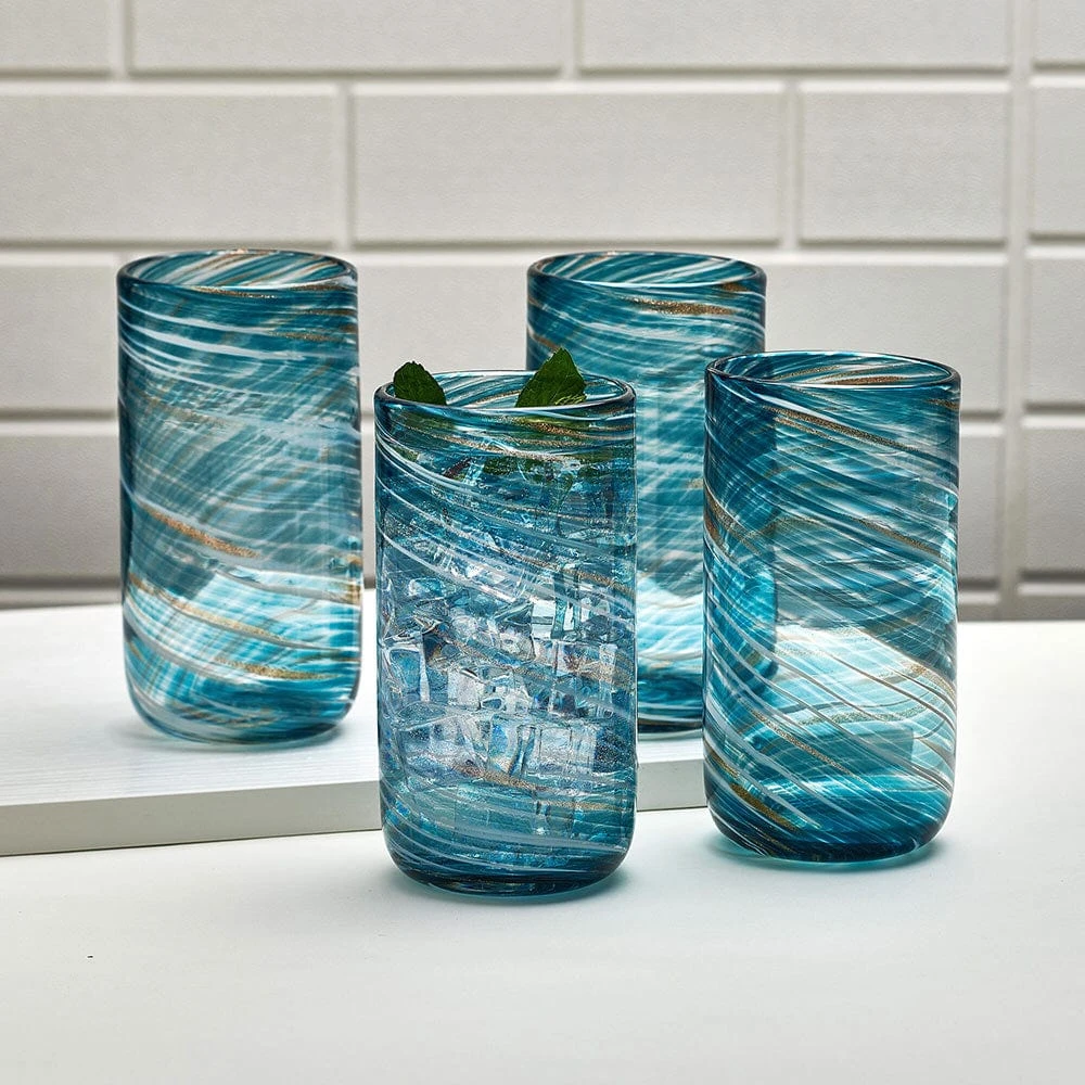 Top 10 👏 Mikasa® Color Swirl Set of 4 Highball Glasses 👏 4 Top 10 👏 Mikasa® Color Swirl Set of 4 Highball Glasses 👏 - Image 2