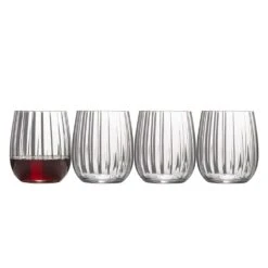 New ❤️ Mikasa® Gail Optic Set of 4 Double Old Fashioned Whiskey Glasses 💯