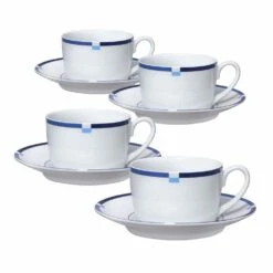 Deals ⌛ Mikasa® Jet Set Blue Set of 4 Tea Cups and Saucers ⭐