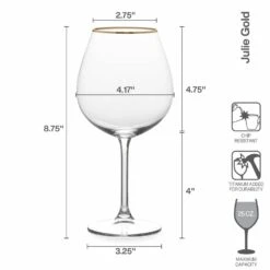 Top 10 🛒 Mikasa® Julie Gold Set of 4 Red Wine Glasses 🛒 -Hot Sale barware Store julie gold set of 4 red wine glasses 5289858 4