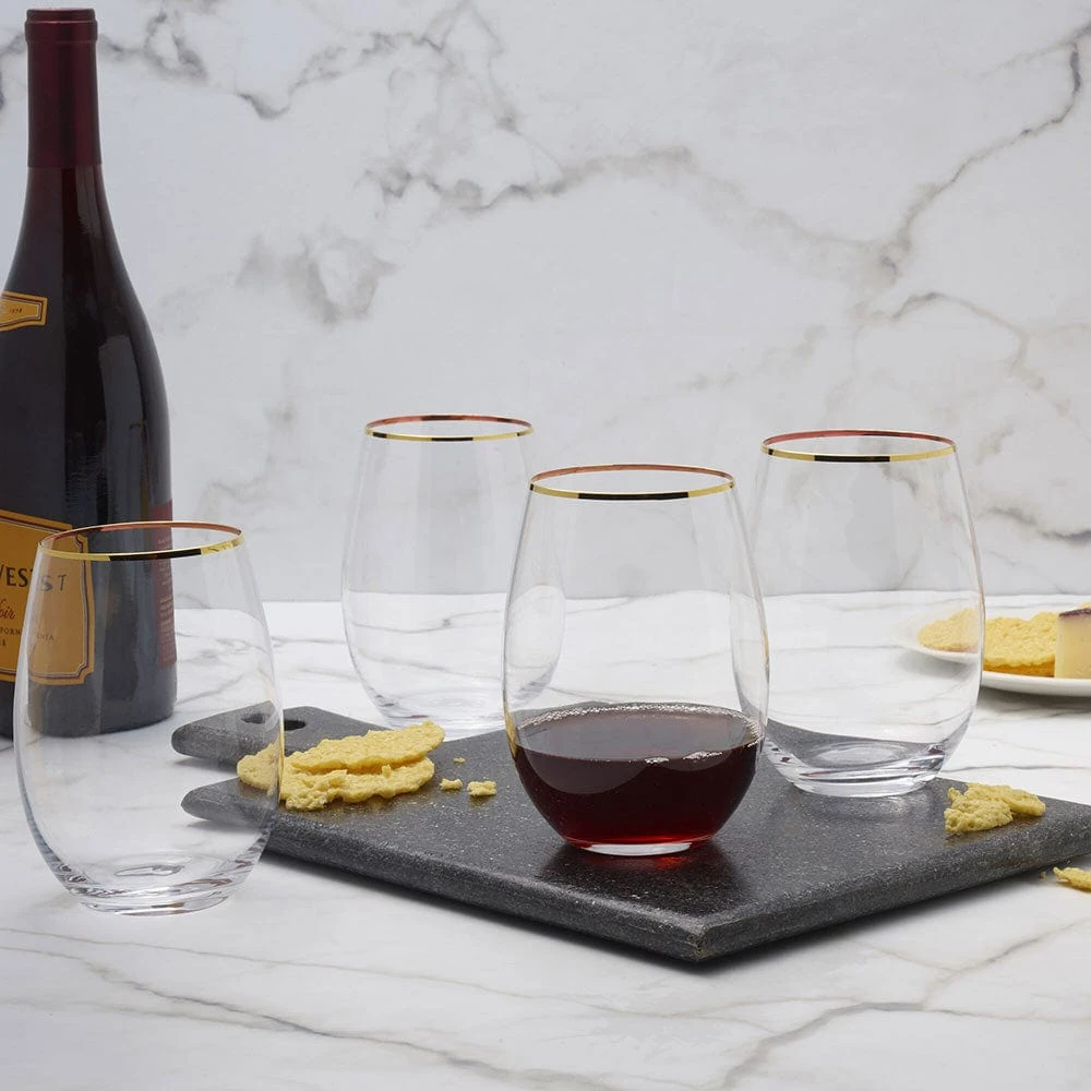 Buy ⌛ Mikasa® Julie Gold Set of 4 Stemless Wine Glasses ⭐ 4 Buy ⌛ Mikasa® Julie Gold Set of 4 Stemless Wine Glasses ⭐ - Image 2
