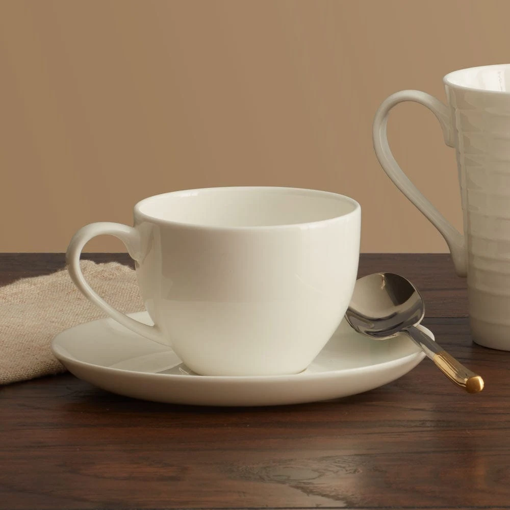 New 😉 Mikasa® Lucerne White Tea Cup and Saucer ⌛ 4 New 😉 Mikasa® Lucerne White Tea Cup and Saucer ⌛ - Image 2