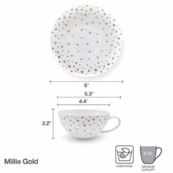 Flash Sale 🥰 Mikasa® Millie Gold Set of 4 Cups and Saucers 🎁 -Hot Sale barware Store millie gold set of 4 cups and saucers 5289326 4