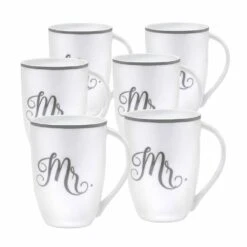 Outlet ❤️ Mikasa® Set of 6 Mr Platinum Mugs ⭐