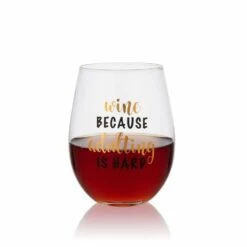 Brand new 😍 Mikasa® Double Wall Mug and Stemless Wine Glass Set of 2, Caffeine Wine Sentiment ⌛ -Hot Sale barware Store stemless set of 2 caffeine wine glass and glass mug 5281857 4