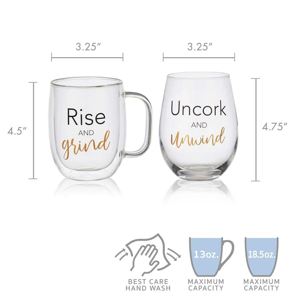 Top 10 🎉 Mikasa® Double Wall Mug and Stemless Wine Glass Set of 2, Rise and Unwind Sentiments ⭐ 7 Top 10 🎉 Mikasa® Double Wall Mug and Stemless Wine Glass Set of 2, Rise and Unwind Sentiments ⭐ - Image 5