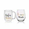 Wholesale ⭐ Mikasa® Double Wall Mug and Stemless Wine Glass Set of 2, Work Sentiment 😍 -Hot Sale barware Store stemless set of 2 work wine glass and glass mug 5281856 1