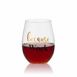 Wholesale ⭐ Mikasa® Double Wall Mug and Stemless Wine Glass Set of 2, Work Sentiment 😍 -Hot Sale barware Store stemless set of 2 work wine glass and glass mug 5281856 4