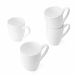 Best Pirce ✔️ Mikasa® Trellis White Set of 4 Mugs 👍 -Hot Sale barware Store trellis white set of 4 mugs K45216694 1
