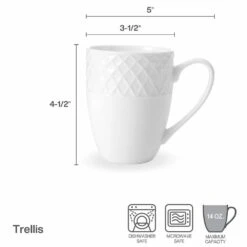 Best Pirce ✔️ Mikasa® Trellis White Set of 4 Mugs 👍 -Hot Sale barware Store trellis white set of 4 mugs K45216694 3