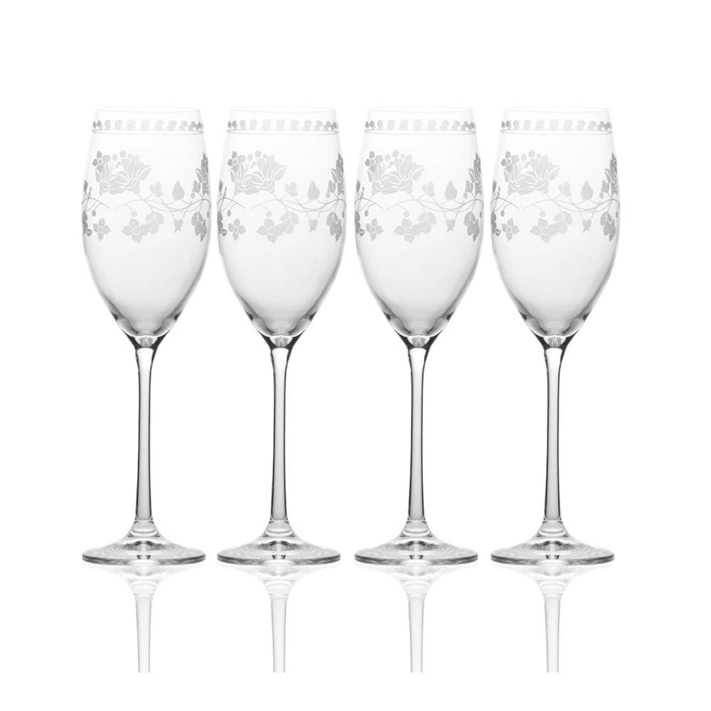 Top 10 ✨ Mikasa® Vintage Floral Set of 4 Flute Glasses ✨ 3 Top 10 ✨ Mikasa® Vintage Floral Set of 4 Flute Glasses ✨